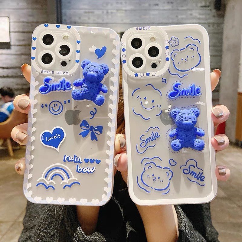 Ốp Lưng Silicon Chống Sốc Viền Nổi Smile Bear
