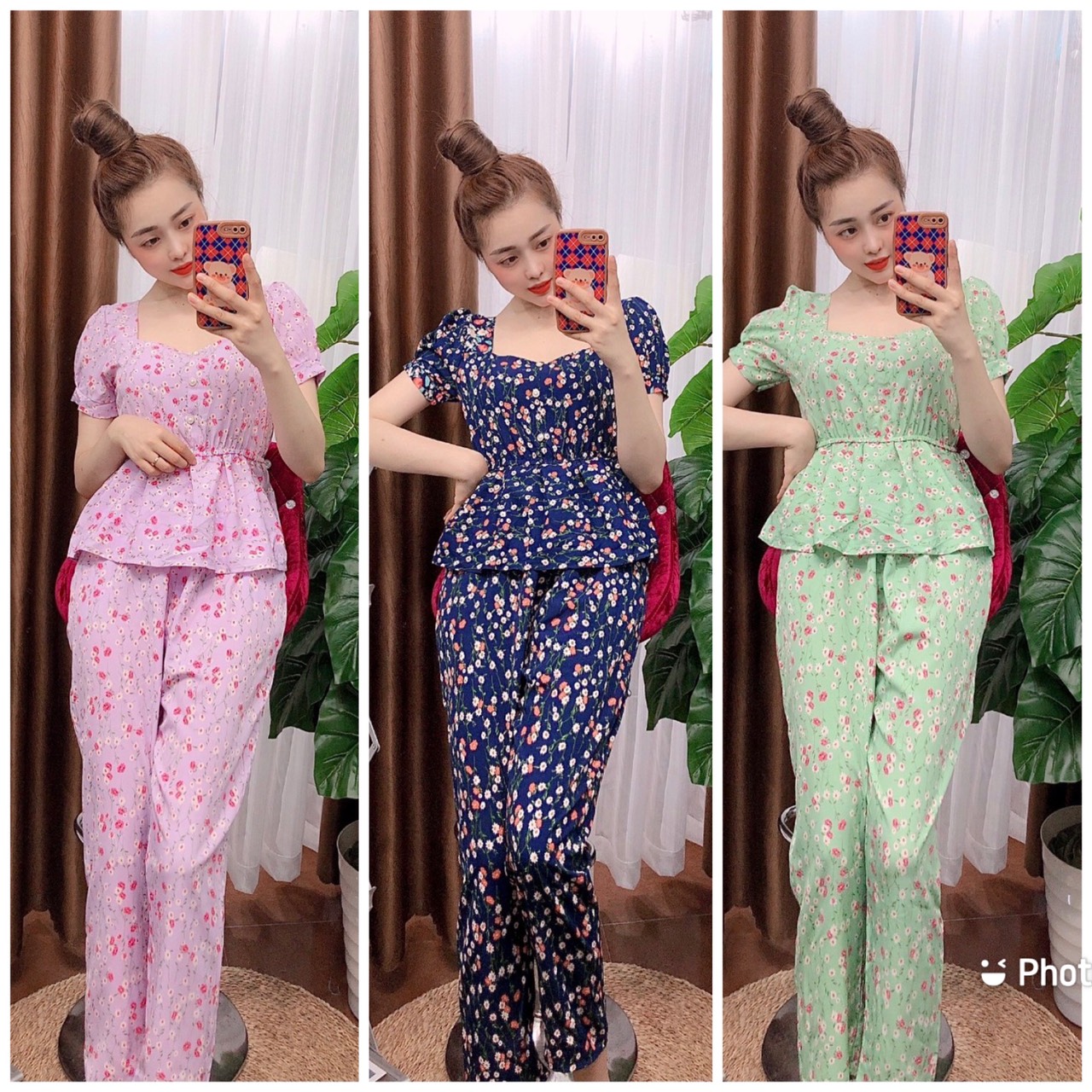 Bô Đồ Lụa Dài Mặc Nhà. Set Đồ Bộ Mặc Nhà  SIZE 40-65KG