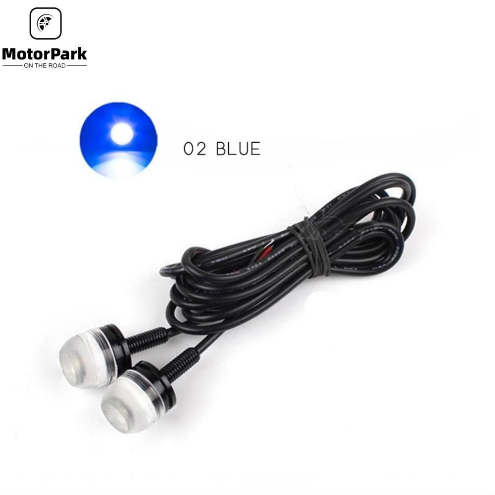 Motorpark 2Pcs Universal Motorcycle Screw LED Bolt Tail License Plate Light SMD Lamp