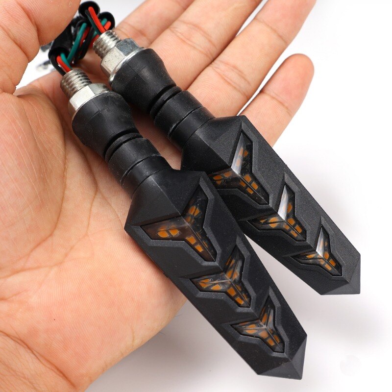 2PCS Motorcycle 3LED Turn Indicator Light Motorcycle Modified Bendable Flow Turn Signal Light