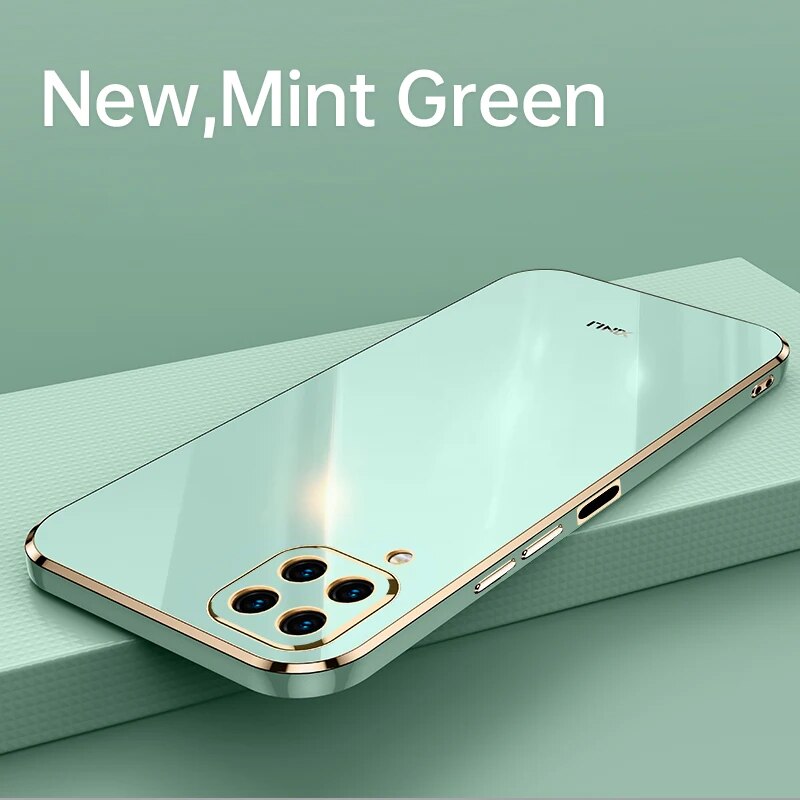 High Quality Plating Silicone Phone Case for Samsung Galaxy M32 4G Coque Straight edge Soft Back Cover. 