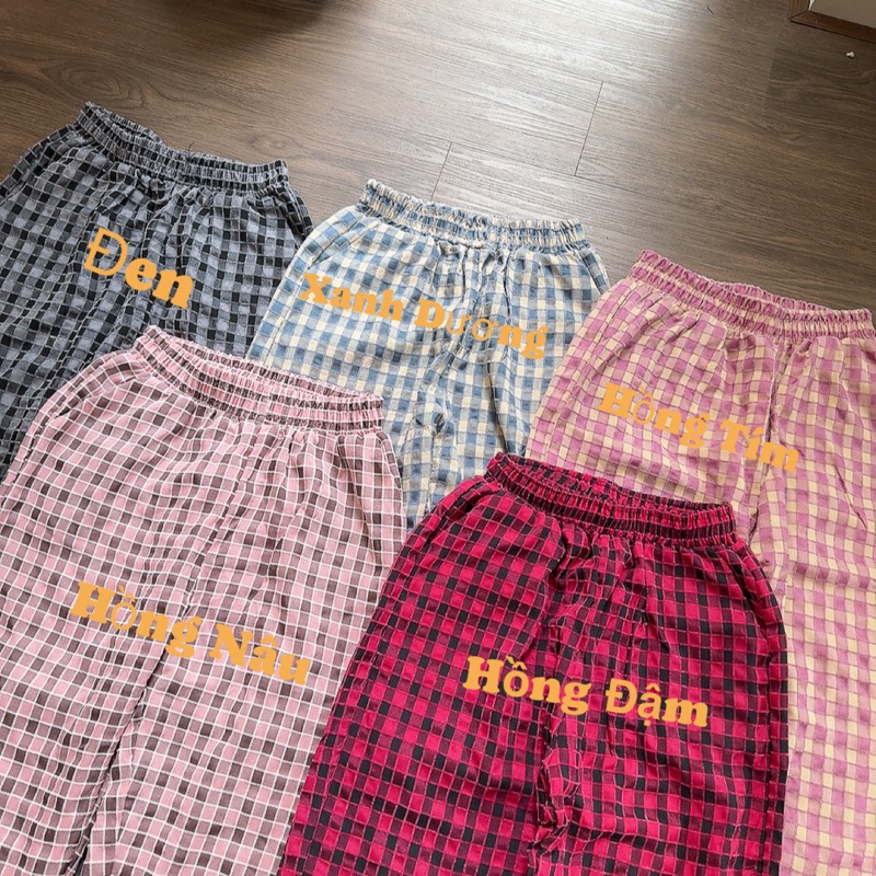 Quần Kẻ Caro Chất Mềm Mát- Quần đũi Ống Rộng dáng suông nhiều màu cho nữ m024