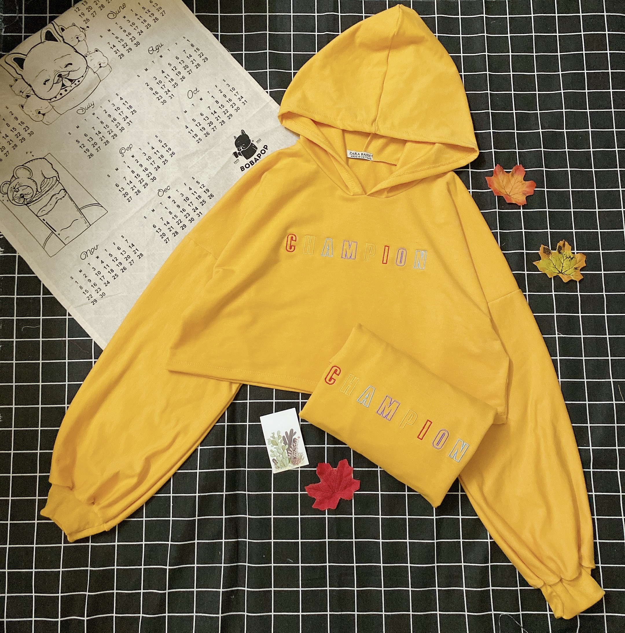 Áo croptop tay dài có nón (100% ảnh thật)