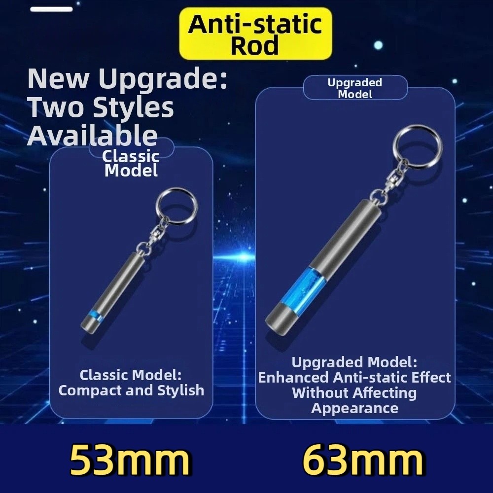 Static Key Chain Car Interior Accessories Portable Anti-Static Keychain Safety LED Light ...