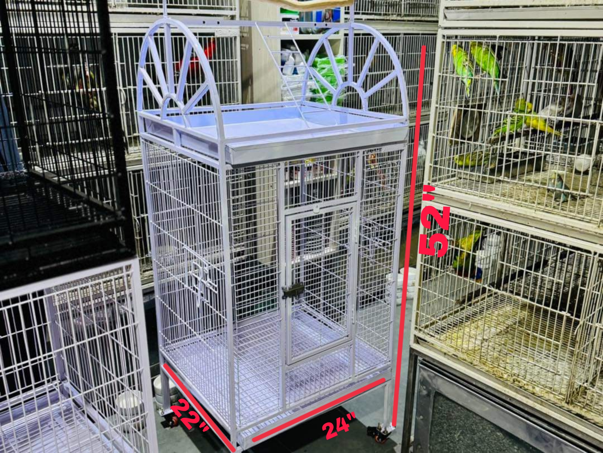 Large Family Bird Temp Cage With Roof Top Play Ground , Luxury Pet Parrot Cage Ornamental Cage Metal Cage Transparent Glass Cage Door Feeding Cage Birds/Cages. 