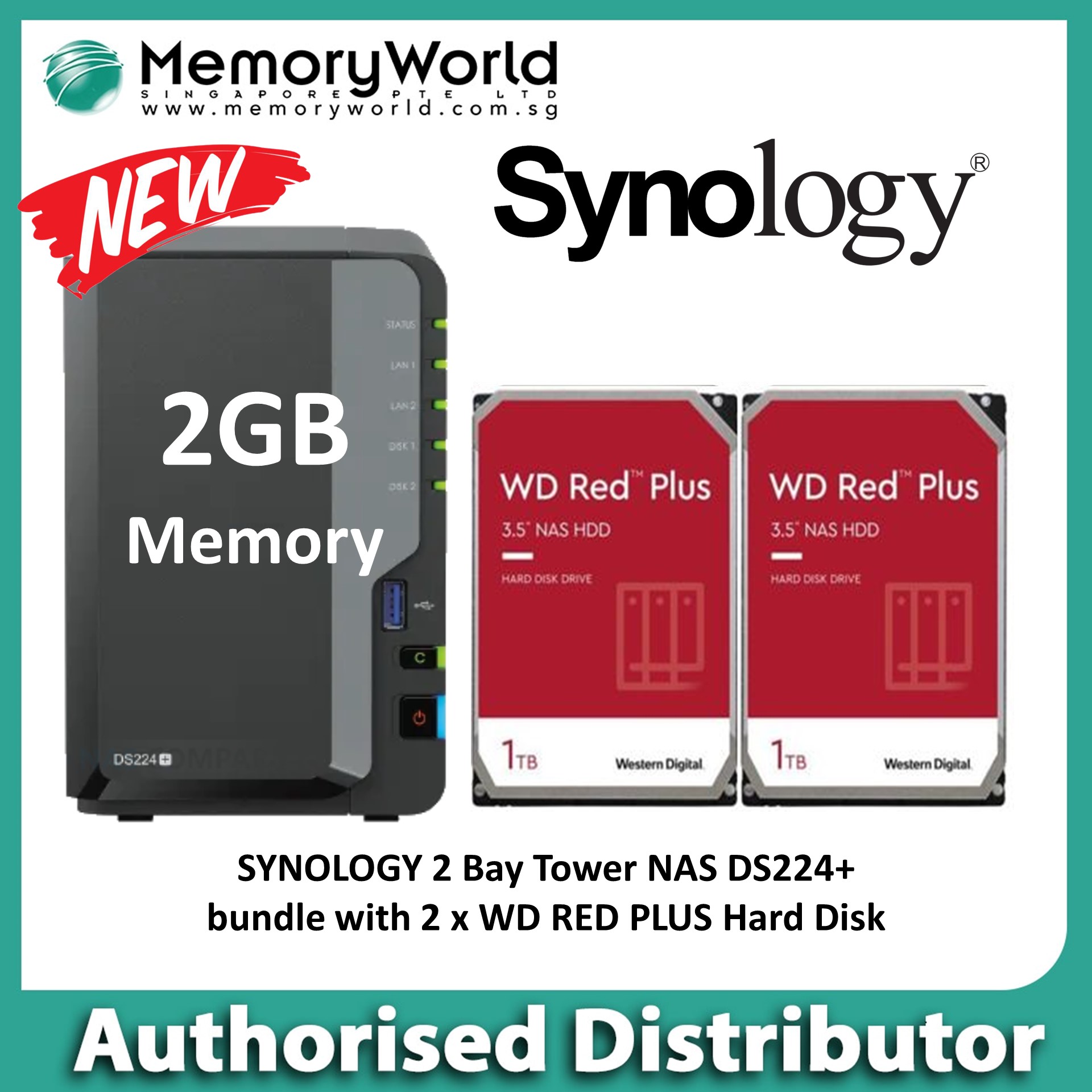 SYNOLOGY - NAS DiskStation DS224+ 2-bay WD Red P…