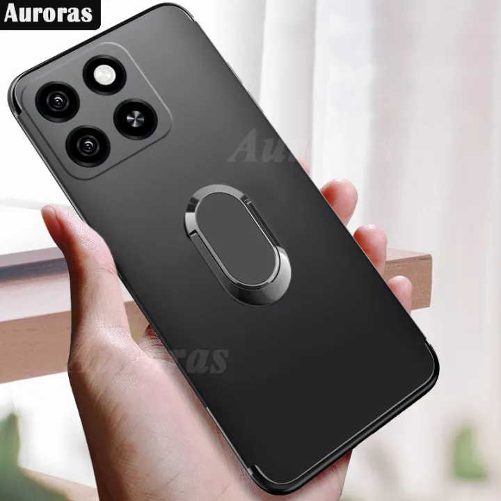 For ZTE Blade A35 A55 Phone Case Soft Silicone Metal Ring Kickstand Bracket 360 Degree Rotation Car Holder for ZTE Blade A55 A35 Cover Casing HP