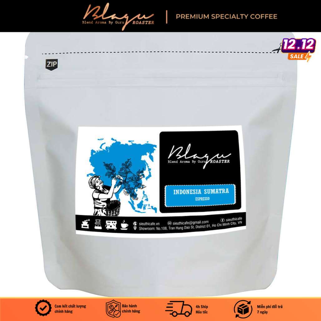 [HCM]CÀ PHÊ BLAGU ĐÃ HẠT RANG INDONESIA SUMATRA MEDIUM ROAST 100G