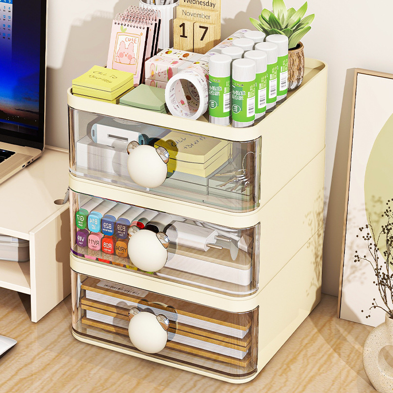 Desktop storage box, drawer style office, transparent student dormitory, multi-layer storage box, organizing miscellaneous items, cosmetics box