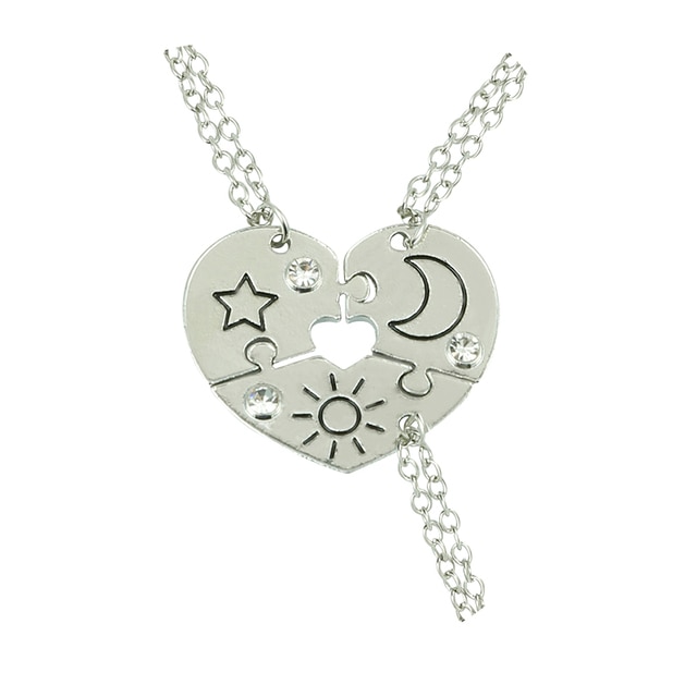3 Piece Set Sun Moon Star Pendant Necklace Best Friend Bff Friendship Couple Necklace Fashion Jewelry