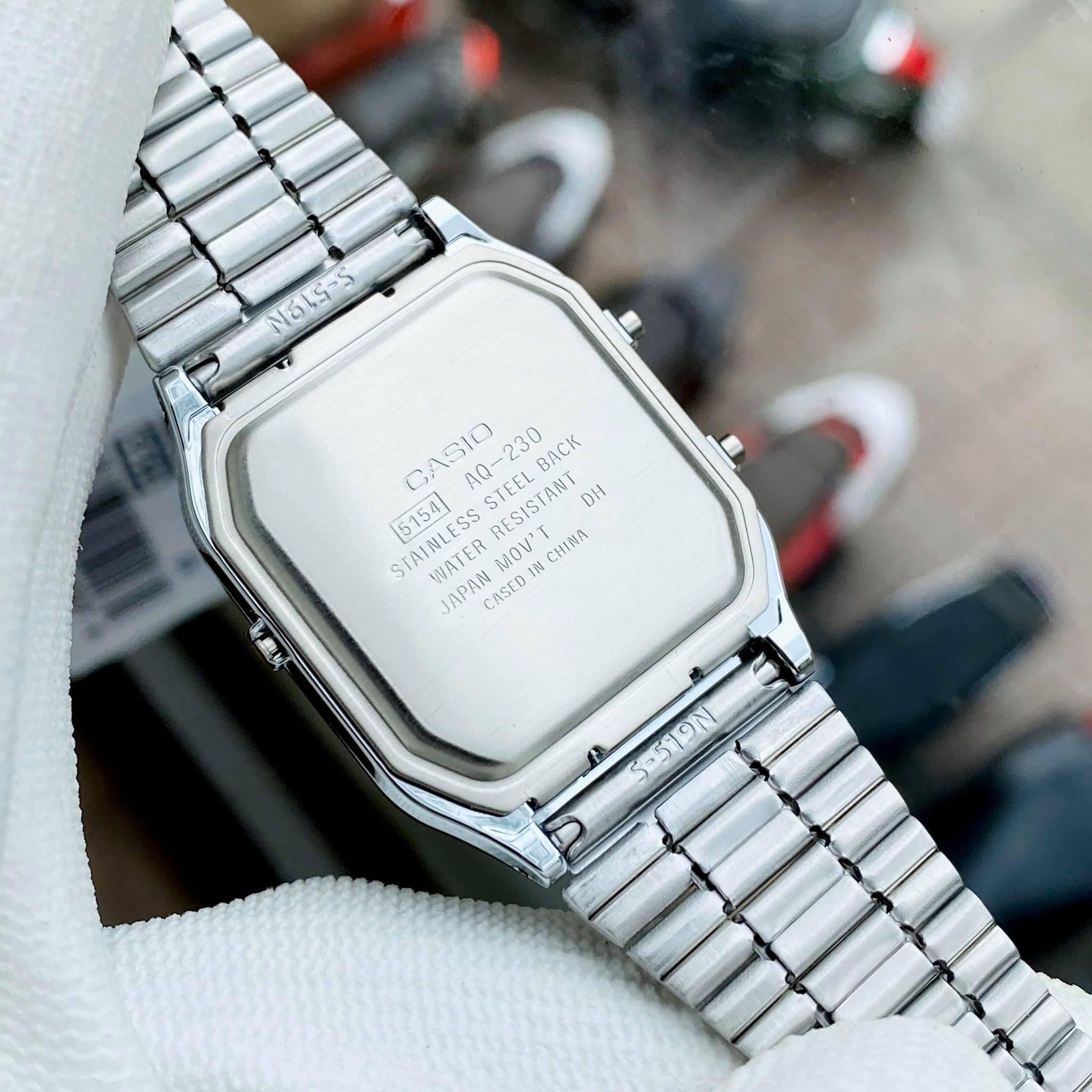 ĐỒNG HỒ NAM NỮ CASIO AQ 230A 1A MẶT ĐEN