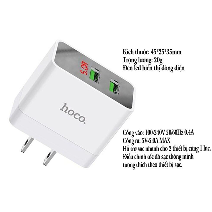 Cóc sạc đa năng Hoco DC28 2 cổng usb max 5.0A