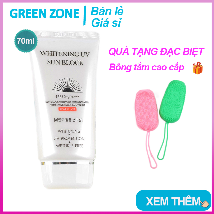 [QUÀ TẶNG] Kem chống nắng dưỡng trắng da Hàn Quốc JigotT Whitening UV Sun Block SPF50+ 70ml, kem chống nắng cho da mặt, Green Zone thumbnail