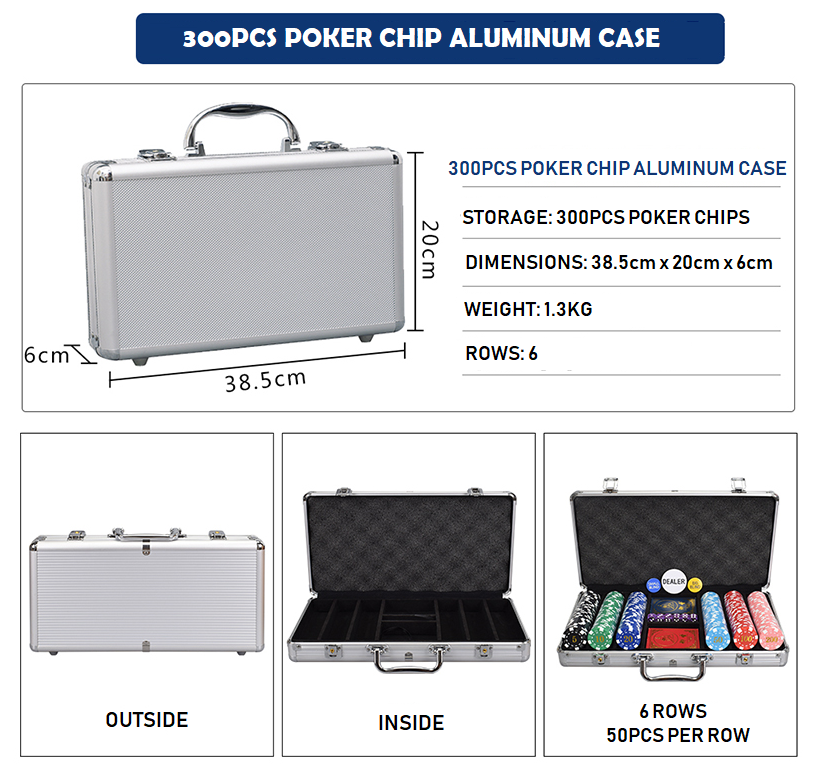 300/400/500PCS Poker Chips Case Aluminum Briefcase Transparent Poker