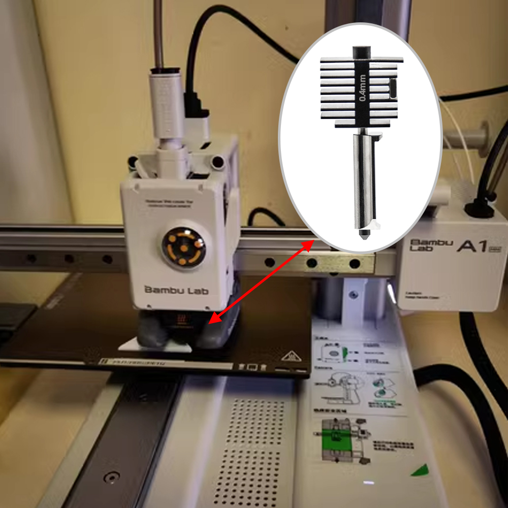 2er Set 0,4mm Hotend Kit Für Bambu Lab A1/A1 Mini – Gehärtete Stahldüsen, Silikonsockel + Schlüssel, Ersatzdruckkopf