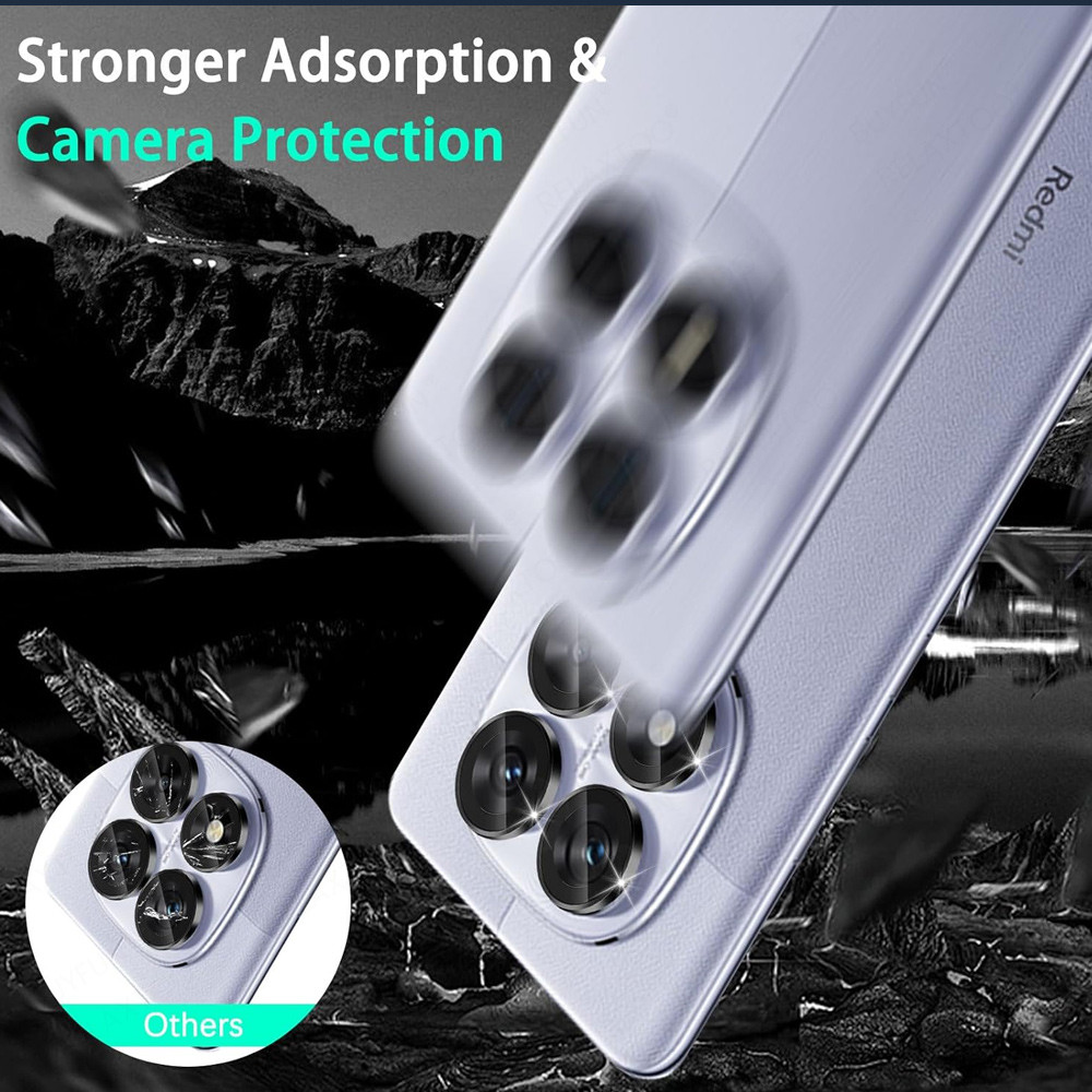 For Xiaomi Redmi Note 14 4G Anti-Drop Aluminum Alloy Eagle Eye Camera Ring for 6.67 inches xiaomi redmi note 14 MI NOTE 14 Metal Tempered Glass Camera Protector. 
