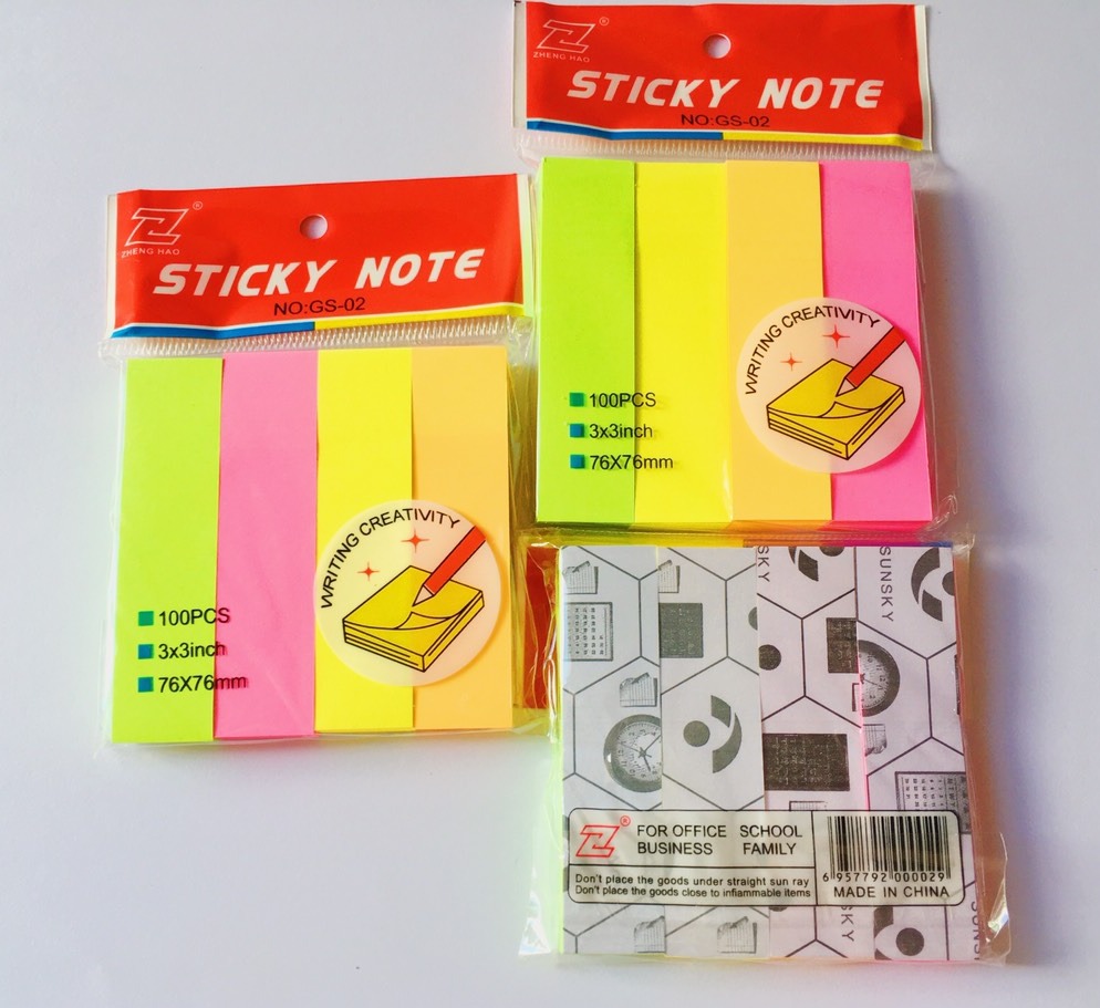 Giấy ghi chú, note 4 màu sticky note gs-02 - xấp 100 tờ