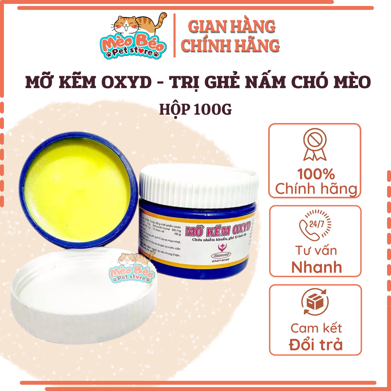 Thuốc mỡ kẽm oxyd trị ghẻ nấm chó mèo