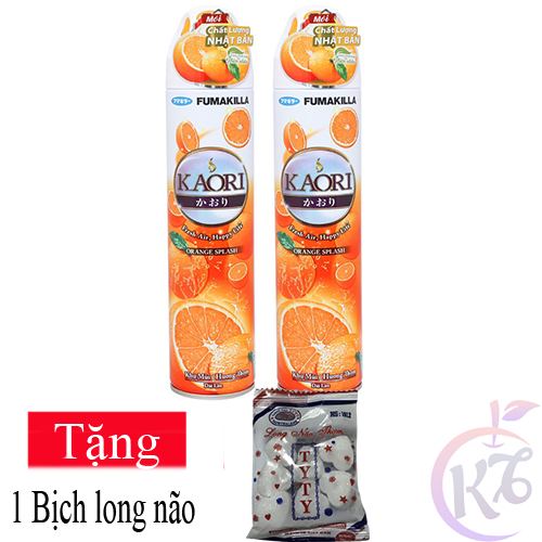 Combo 2 chai Xịt phòng Kaori chai 280ml hương Cam Tặng 1 bịch long não 20g - nước hoa xịt phòng thơm lâu