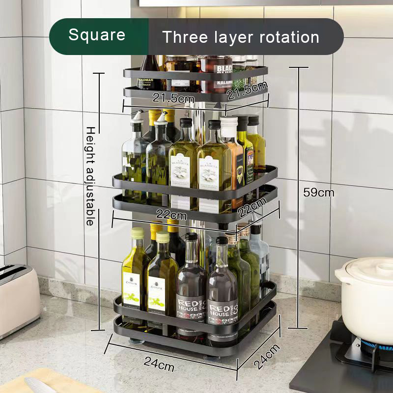 Countertop rotating spice rack Bathroom cosmetics storage rack Multi-layer kitchen storage rotating spice rack