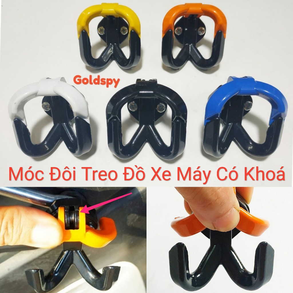 Móc treo đồ xe máy - Móc đôi có khóa