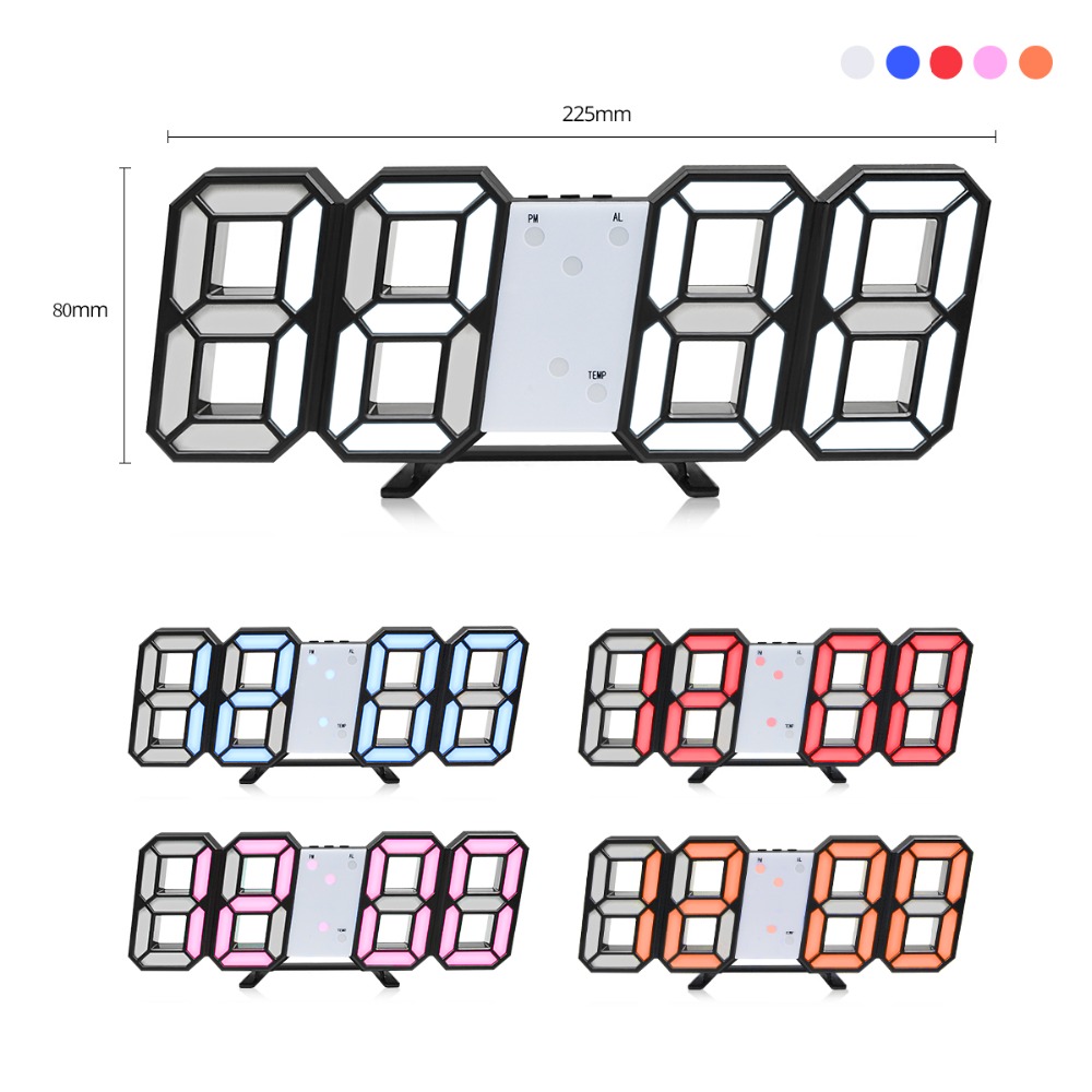 【Mucheng Mall】USB LED 3D Digital Wall Clock light Table Desk Clock 12 /24 Display Home Decoration lamp Time Date Temperature. 