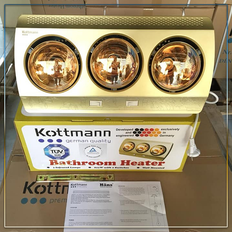 Đèn Sưởi Nhà Tắm 3 Bóng Kottman 825W