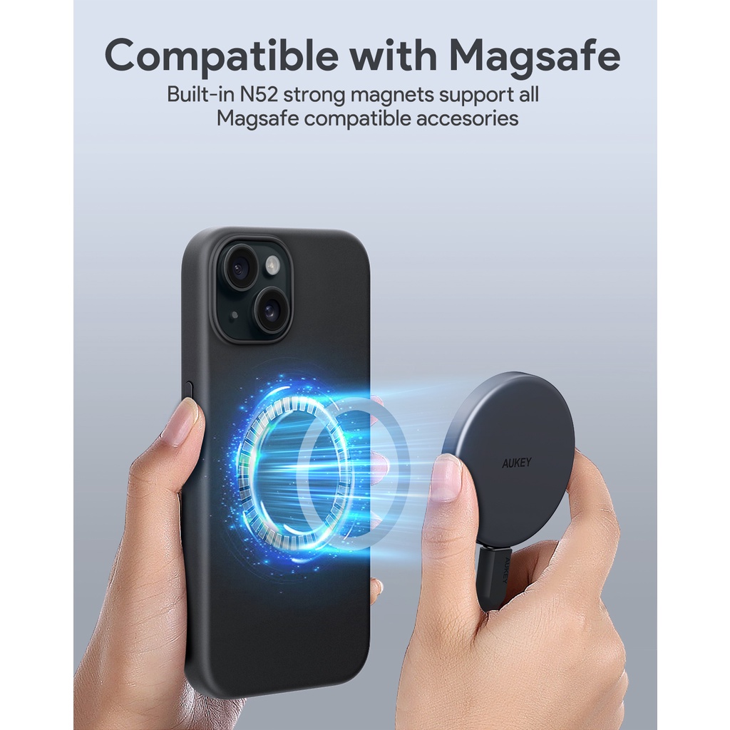 AUKEY iPhone 15 Premium Silicone Case PC-GJ10A with MagSafe Casing Hp