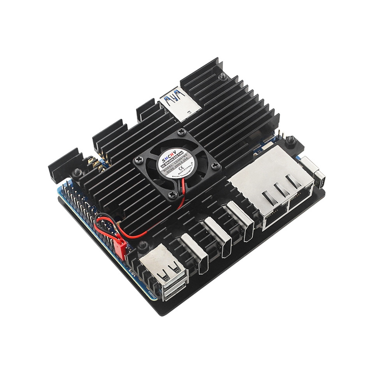 For Orange Pi 5 Plus Aluminum Case Active Passive Metal Cooling Radiator with Cooling Fan Heatsinks Metal Shell Replacement Accessories