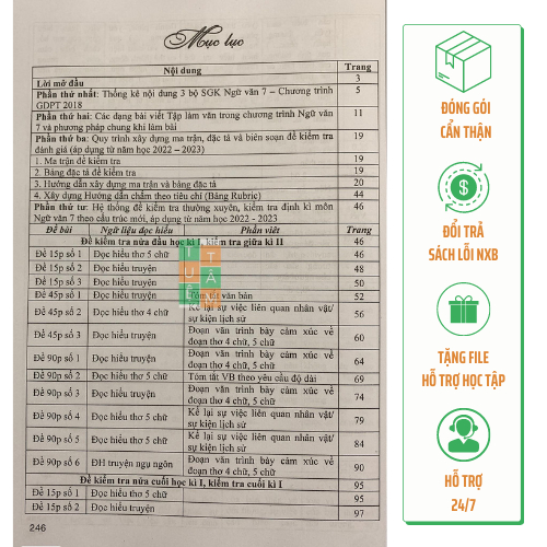 Sách - Đề kiểm tra Ngữ Văn 7 (15 phút, giữa kì, cuối kì)