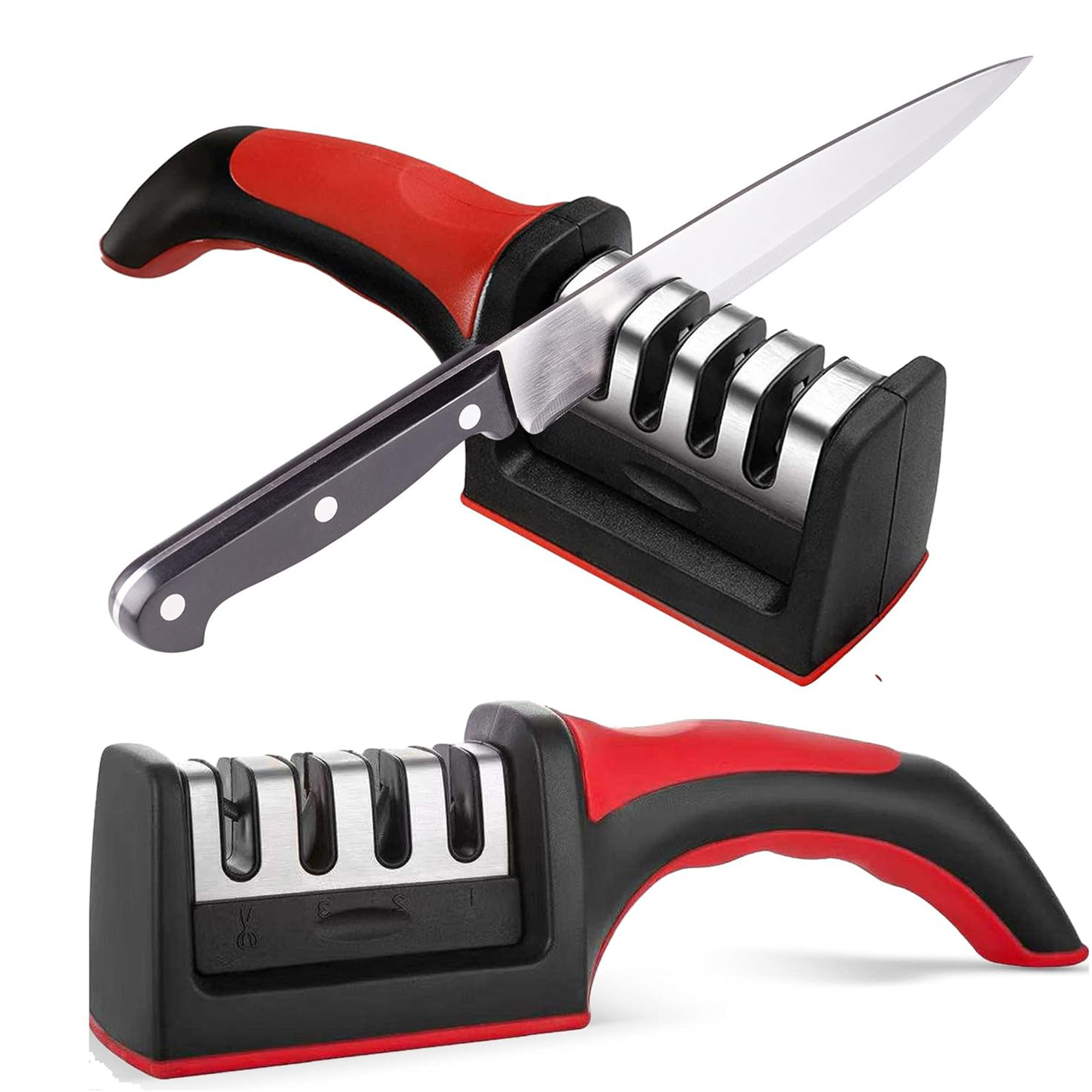 4 in 1 Multi Knife Sharpener with Scissor Slot Kitchen Use | Bazar Offer.