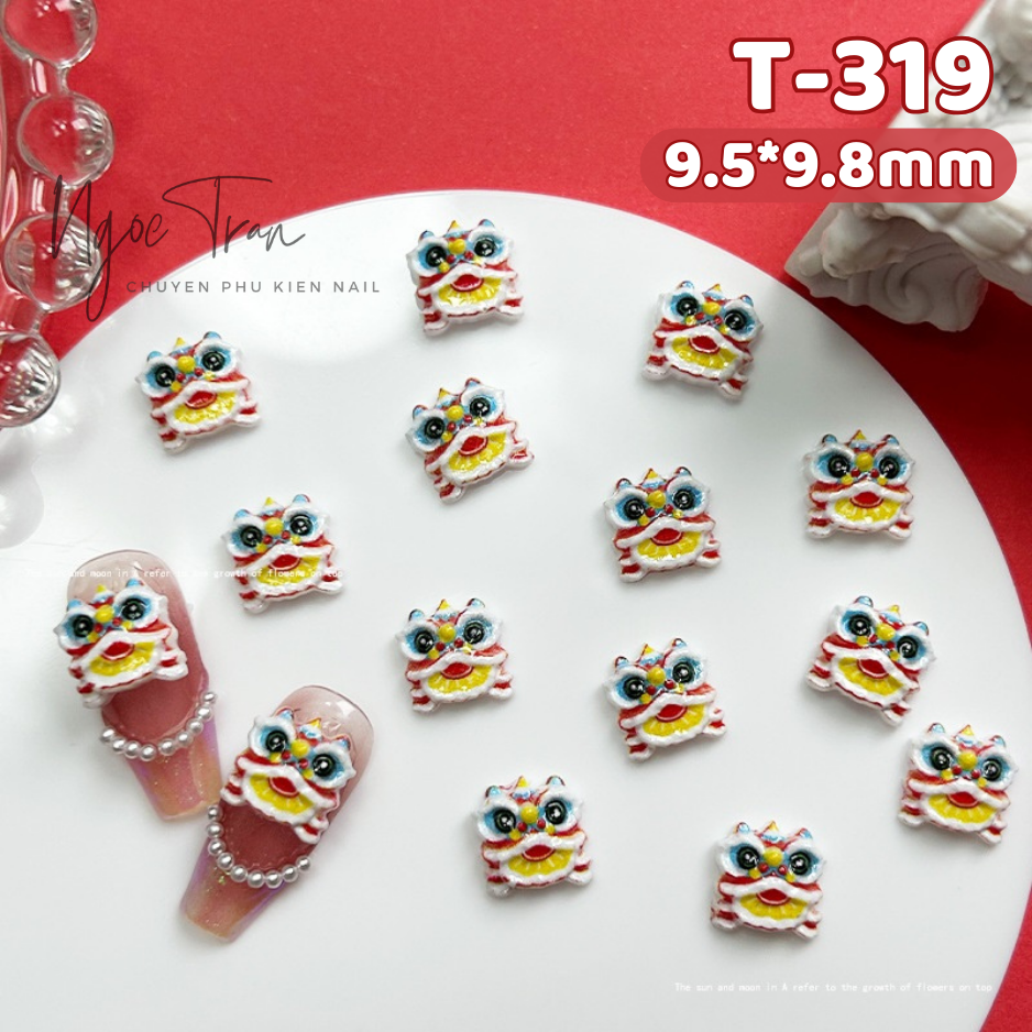 Charm hoạt hình đầu lân tết 2024 | trang trí móng tay