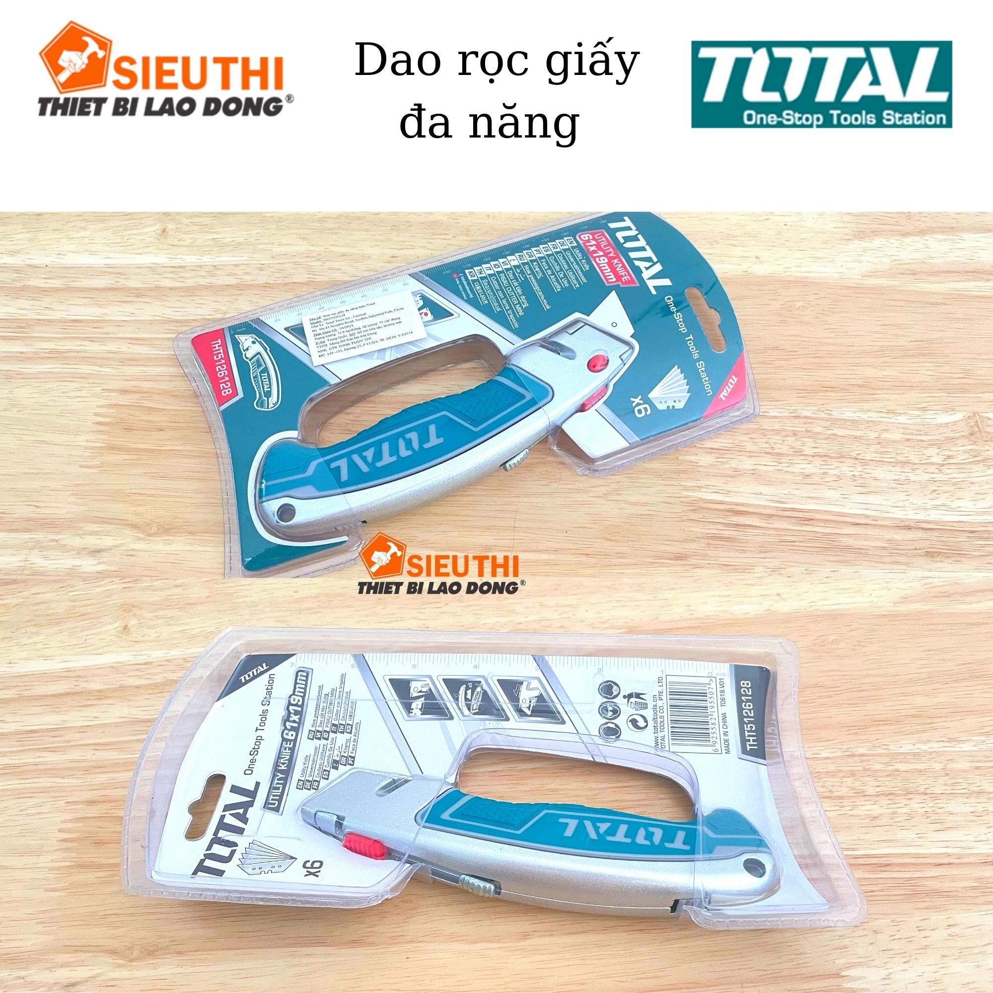 Dao rọc giấy đa năng TOTAL THT5126128 | dao cắt giấy kích thước lưỡi 61x19mm, lưỡi SK5, kèm 6 lưỡi