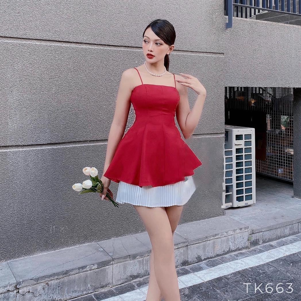 Áo 2 dây form peplum dáng xòe hàng thiết kế