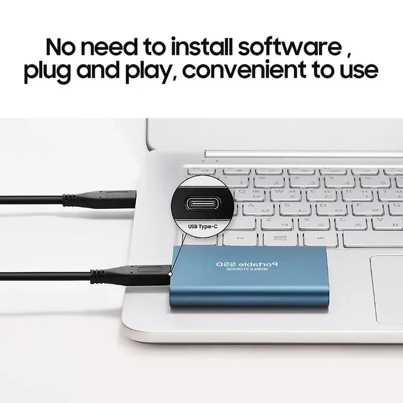 Portable SSD 1TB/2TB External Solid State Drive USB 3.0/Type-C Hard Disk High-Speed Storage Device For Laptops/Desktop/Mac/Phone.