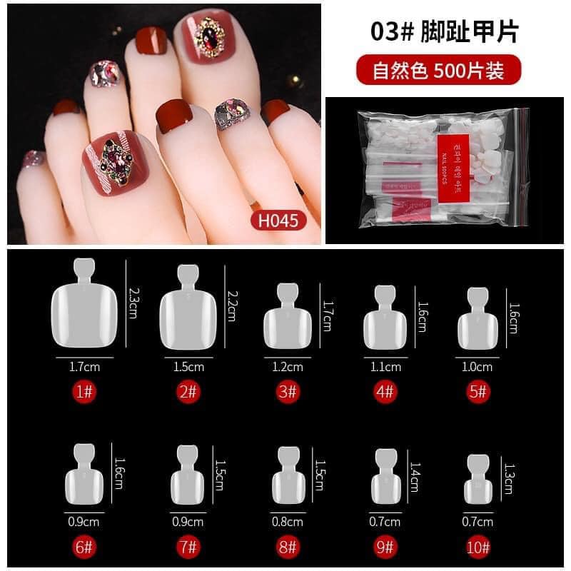 Móng úp chân đục - loại túi 500 móng đủ size - nail 937