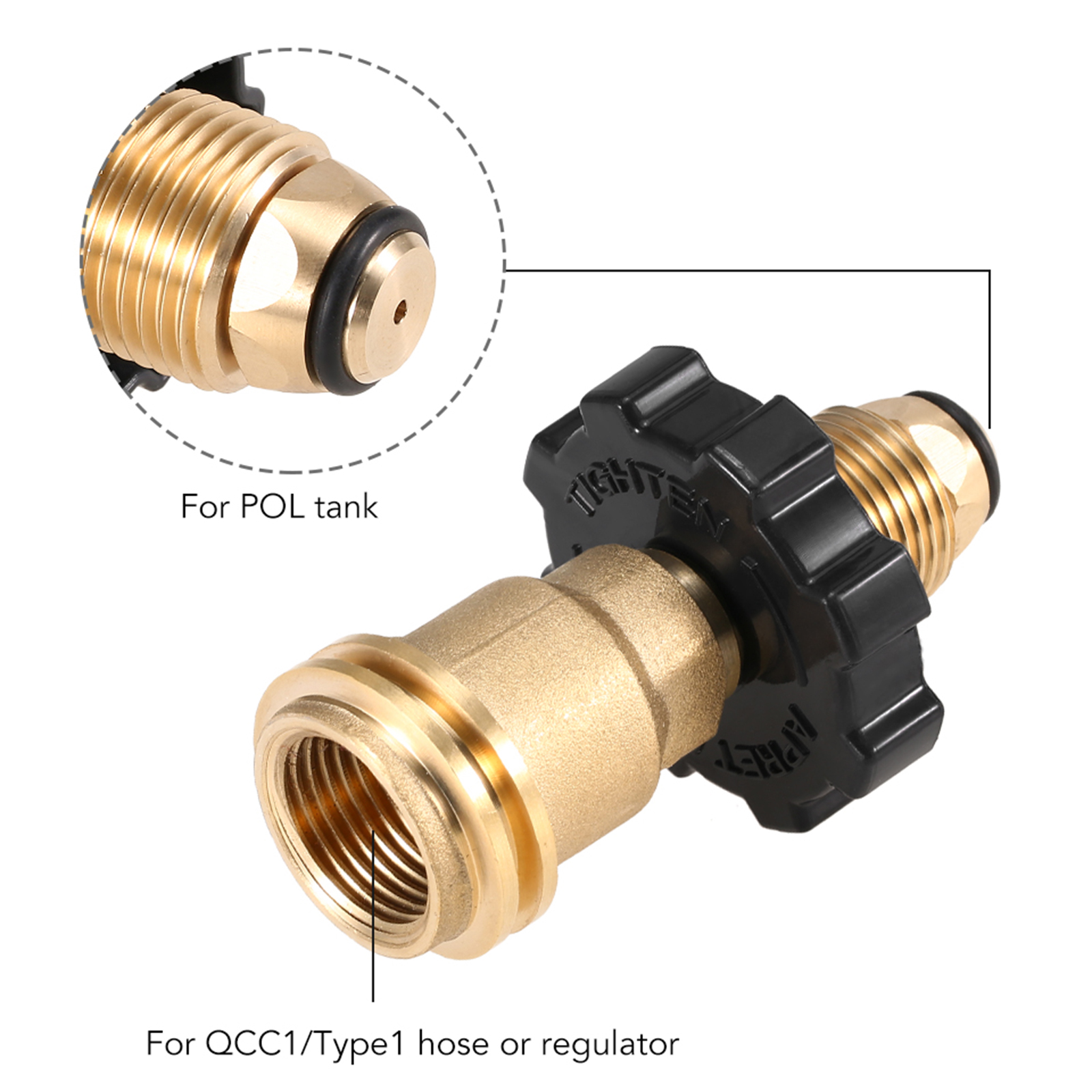 Daywolf Propane Tank Adapter Convert POL to QCC1/ Type 1 BBQ Pressure Regulator