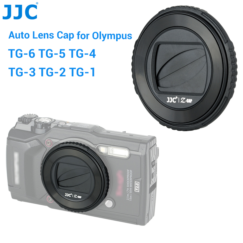 Jjc lb-t01 auto lens cap lens cover for olympus tg7 tg6 tg5 tg4 tg3 tg2 tg1 tg-7 tg-6 tg-5 tg-4 tg-3 tg-2 tg-1 camera, replaces olympus lb-t01, premium abs material