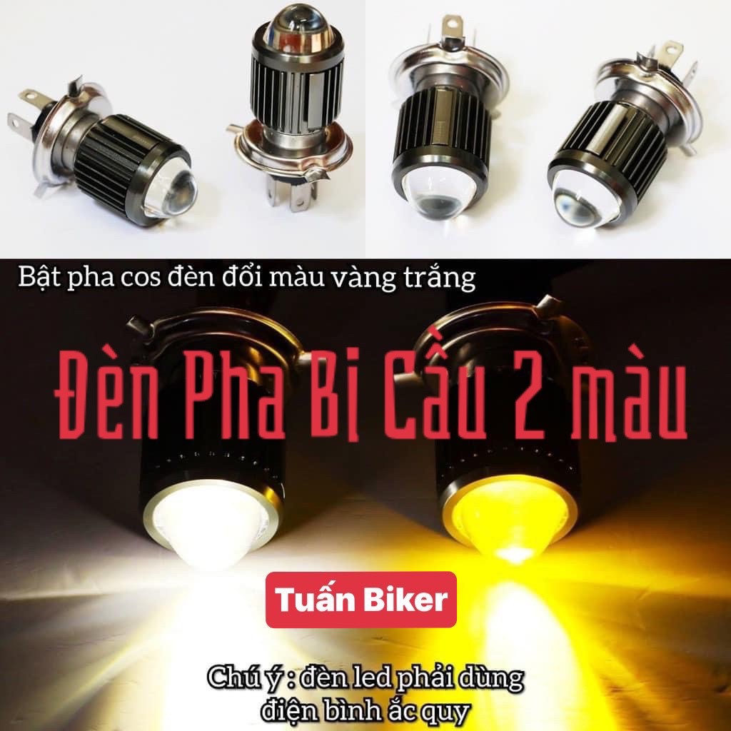 Đèn Pha Led L1 Bi Cầu 2 Màu < Pha Trắng Cost Vàng> Gắn Oto Xe Máy