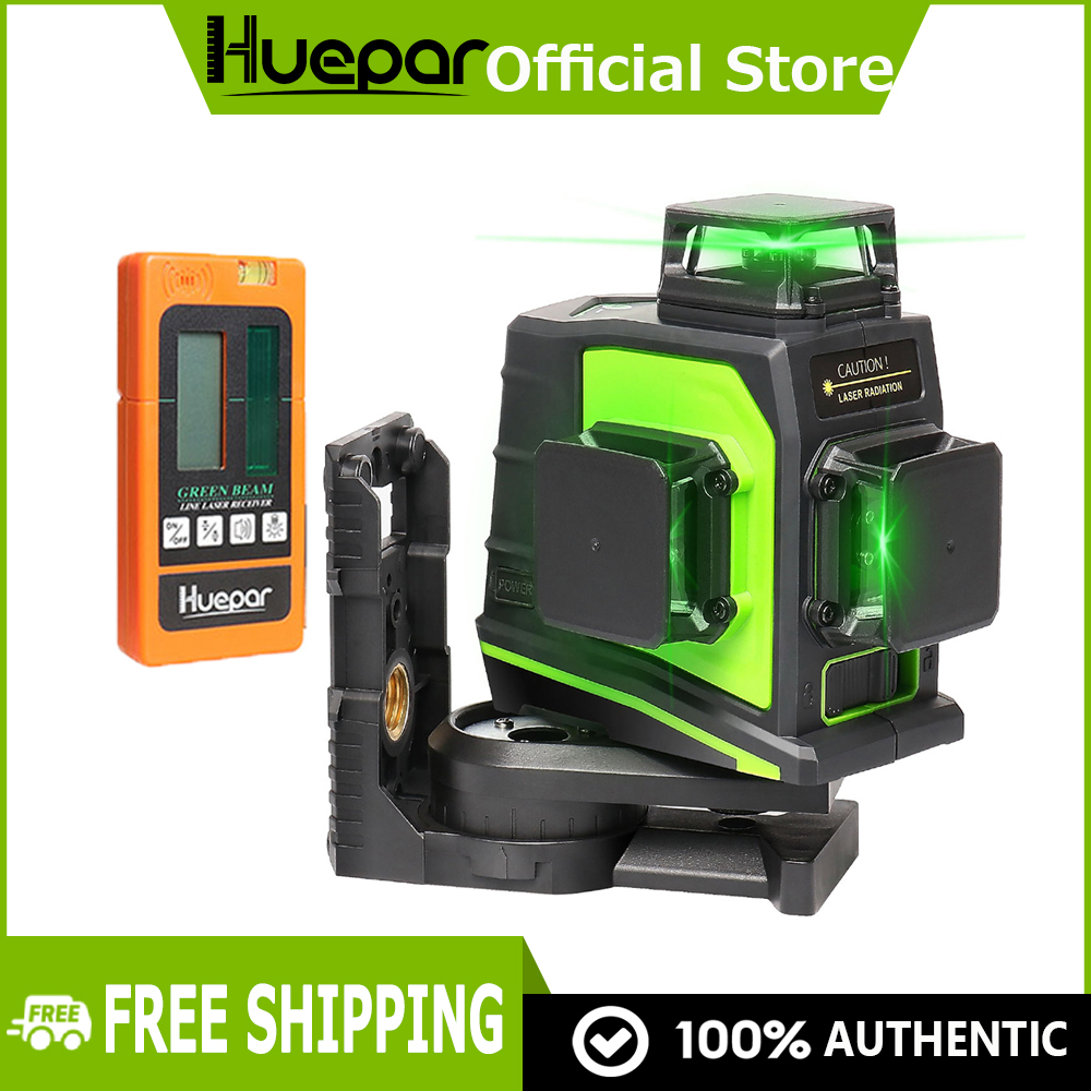 Huepar 12 Lines Laser Level Self-Leveling 3 x 360 Degree Vertical ...