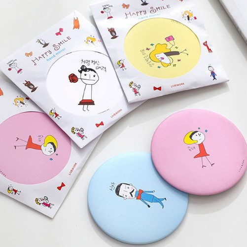 Gương mini cầm tay trang điểm, gương tròn mini