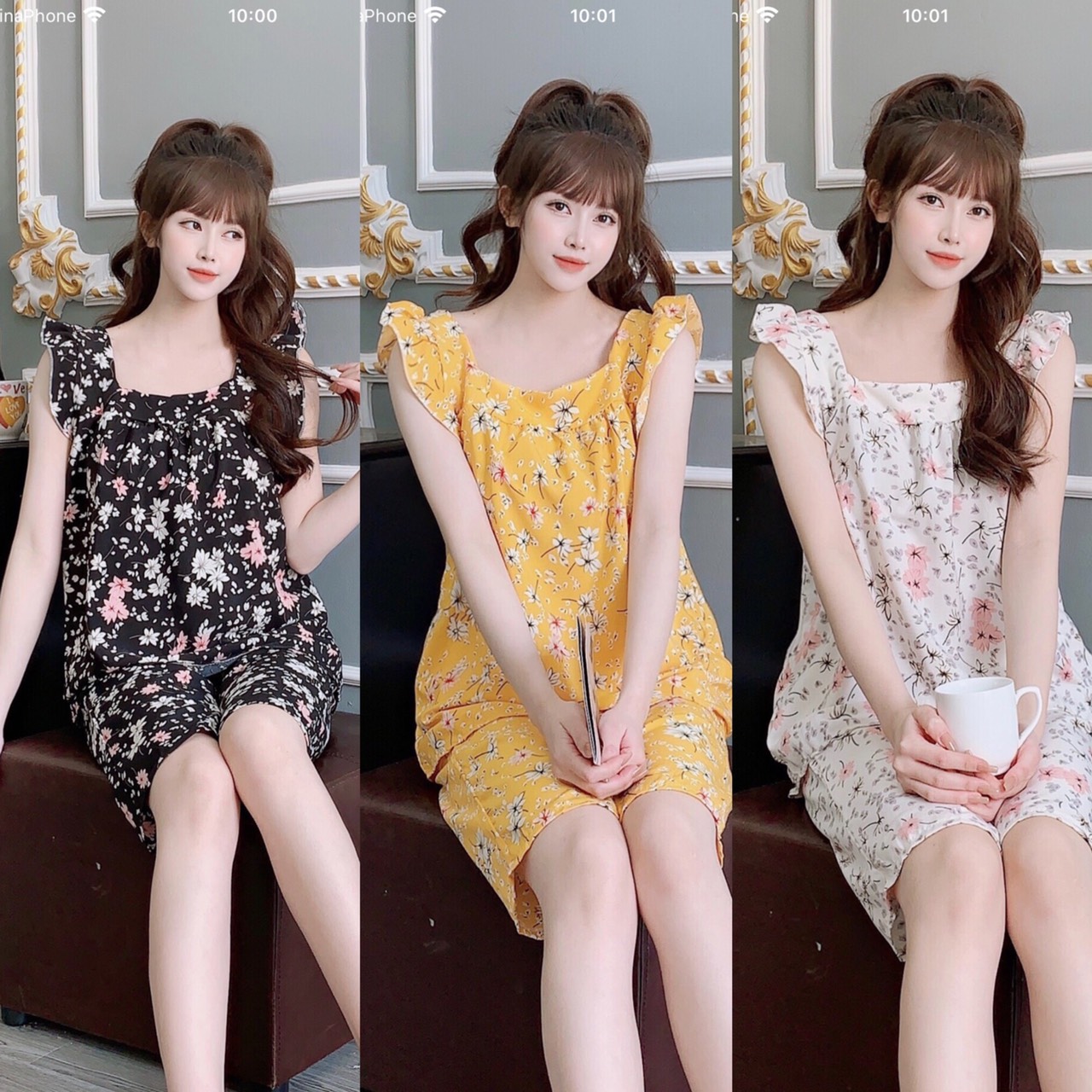 [3 size 46-70KG] Đồ bộ LỤA HOA LÁ MỀM MÁT KHÔNG NHĂN DỄ THƯƠNG thời trang