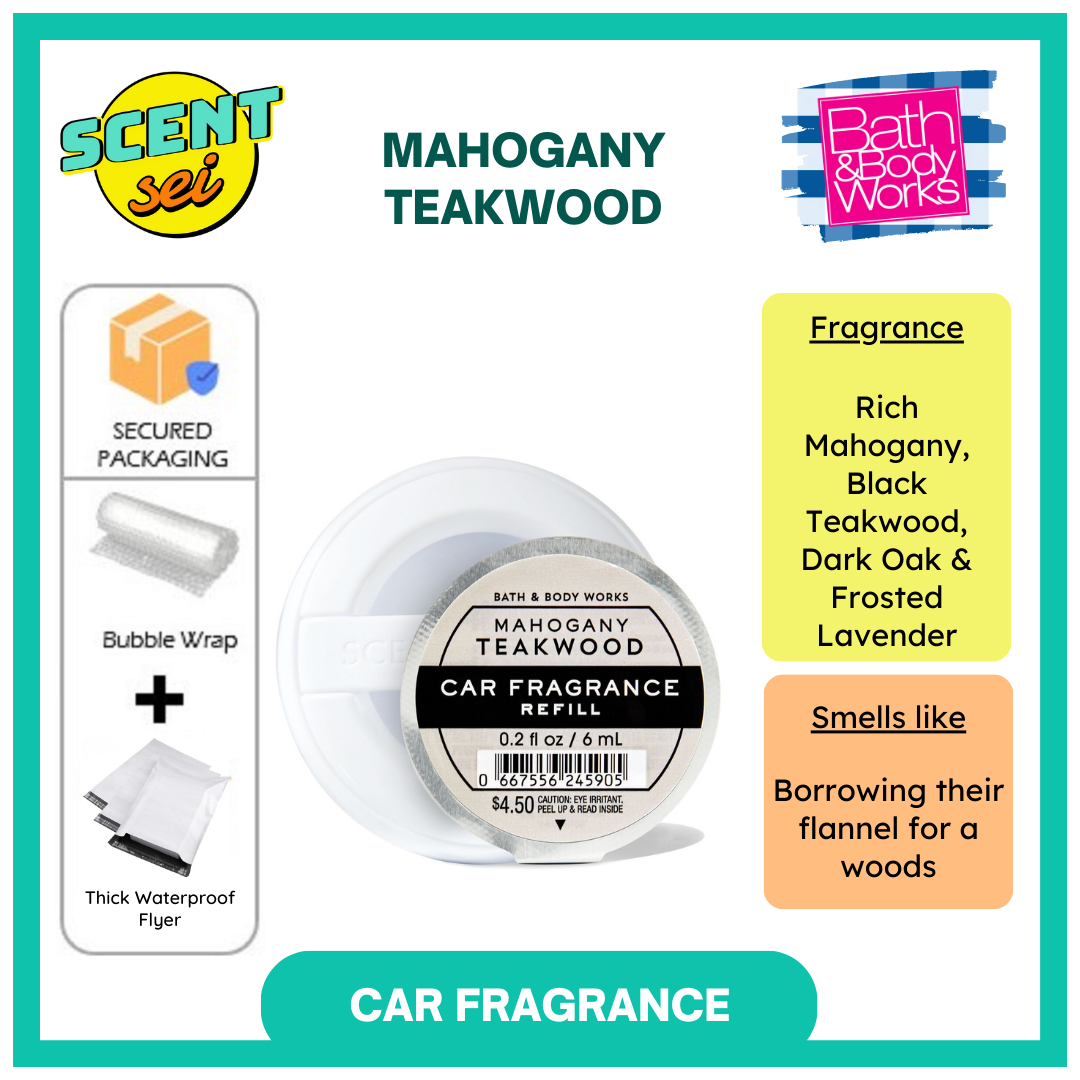 Bath & Body Works BBW Mahogany Teakwood Car Fragrance Refill Holder Air  Freshener 100% Authentic