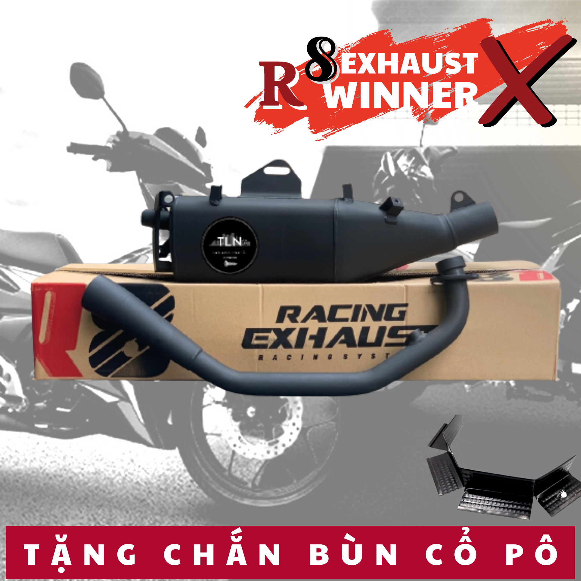 [Tặng Chắn Bùn Cổ Pô] Pô Tăng R8 Gỉa Zin Cho Xe WINNER150