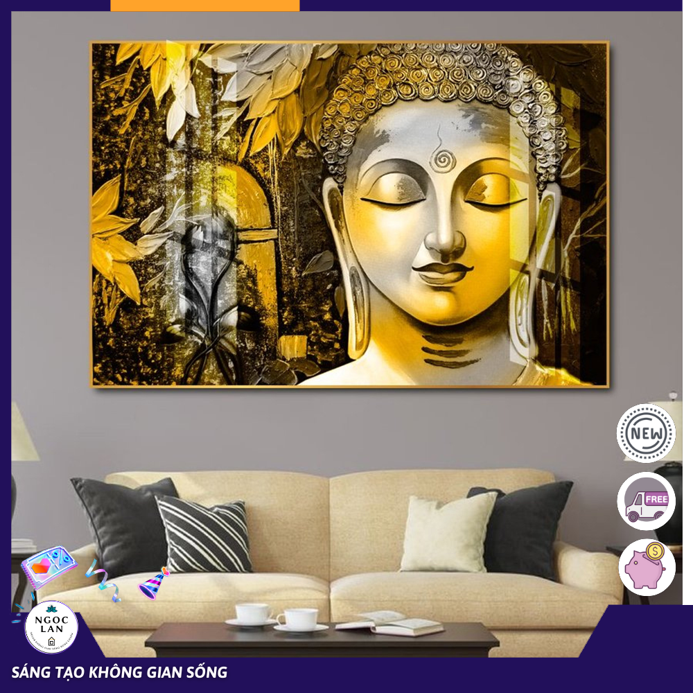 (Xưởng Tranh HCM) Tranh Phật treo tường Phật Thích Ca tranh canvas có khung nhiều kích thước Tranh Phật tráng gương đẹp tặng kèm đinh