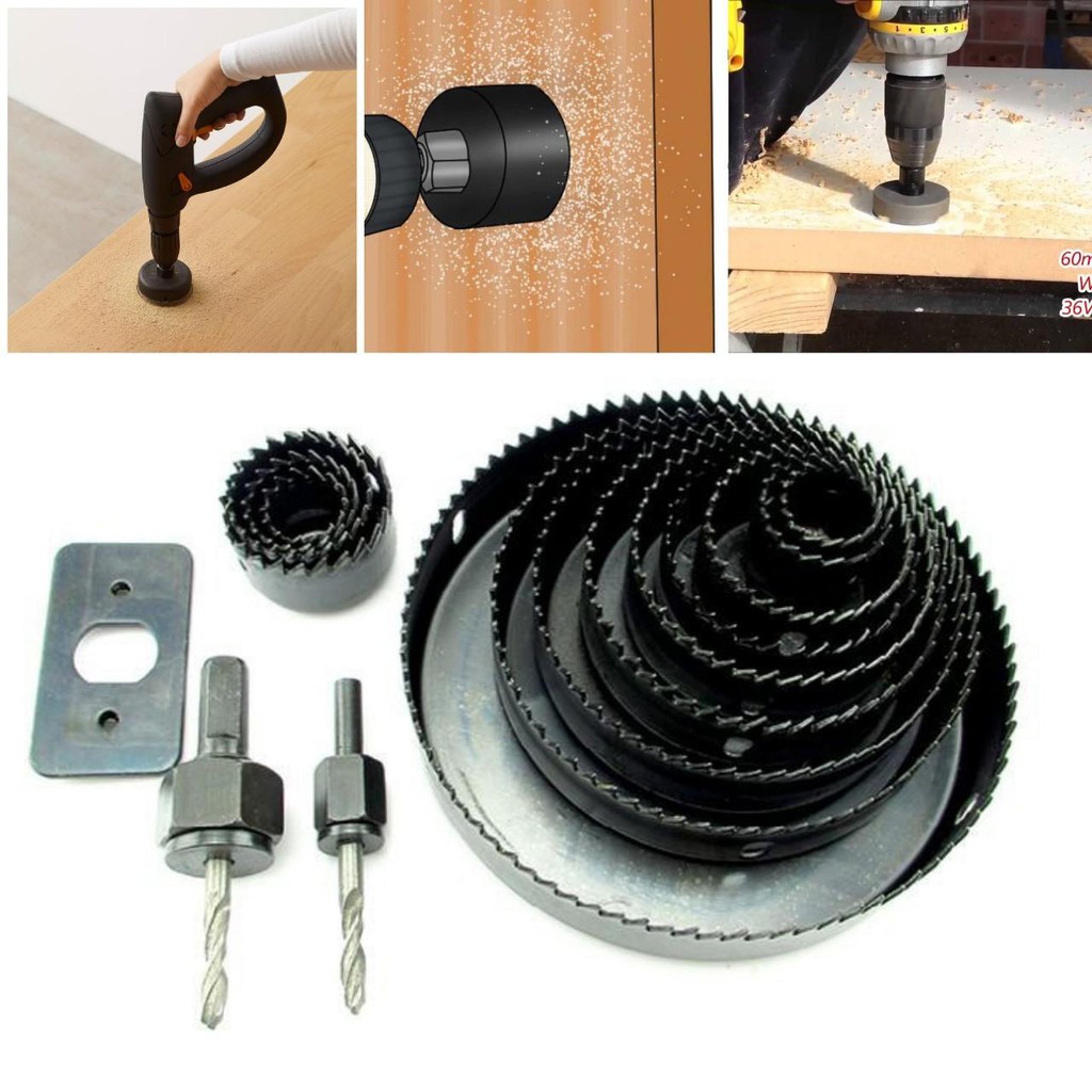Mũi khoan khoét lỗ tròn mũi khoét thạch cao bộ 5 và bộ 13 size vành khoét