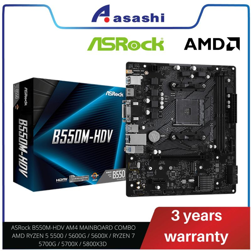 ASRock B550M-HDV AM4 MAINBOARD COMBO AMD RYZEN 5 5500 / 5600G