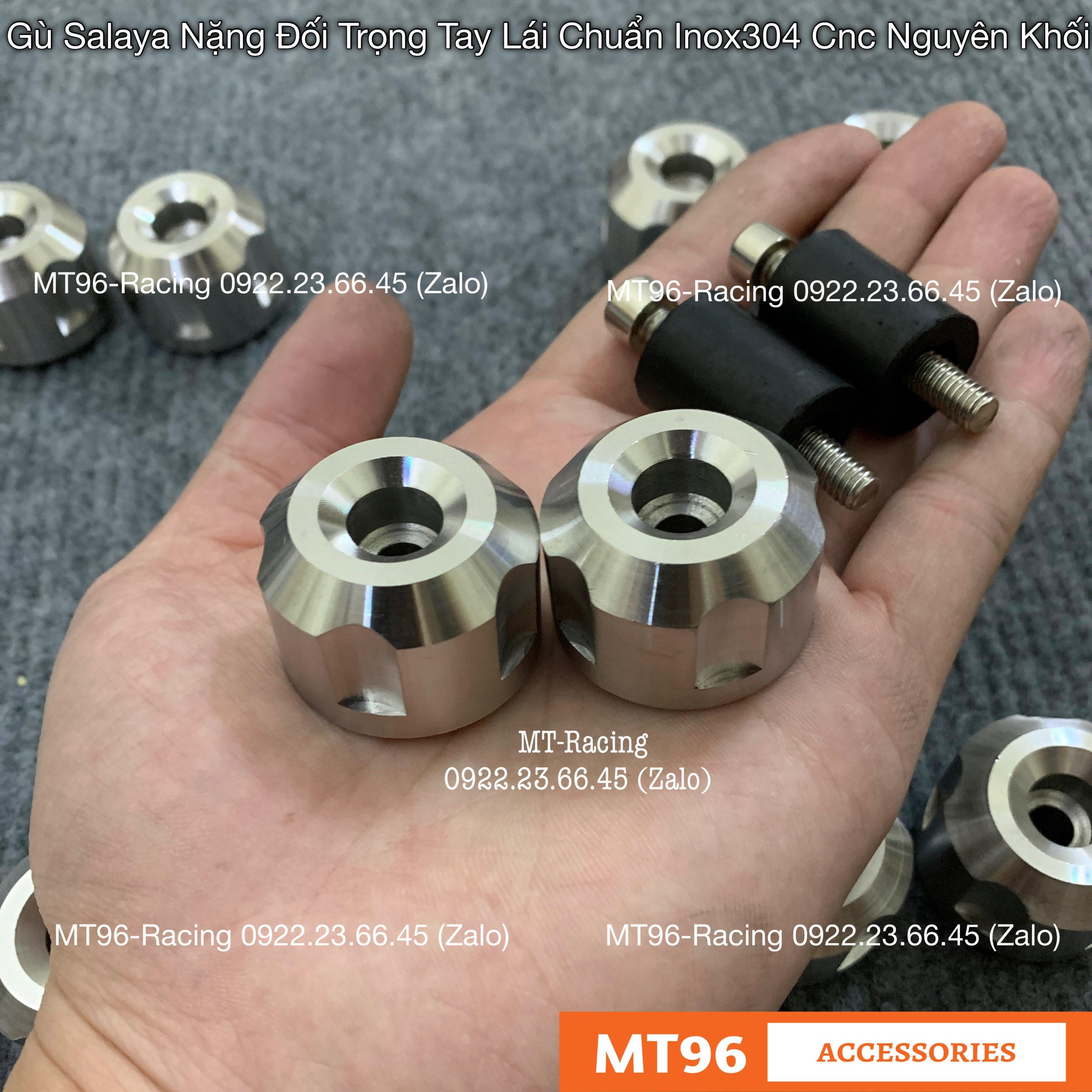 Gù salaya đối trọng tay lái giảm rung lắp nhiều dòng xe chuẩn inox304 cnc nguyên khối