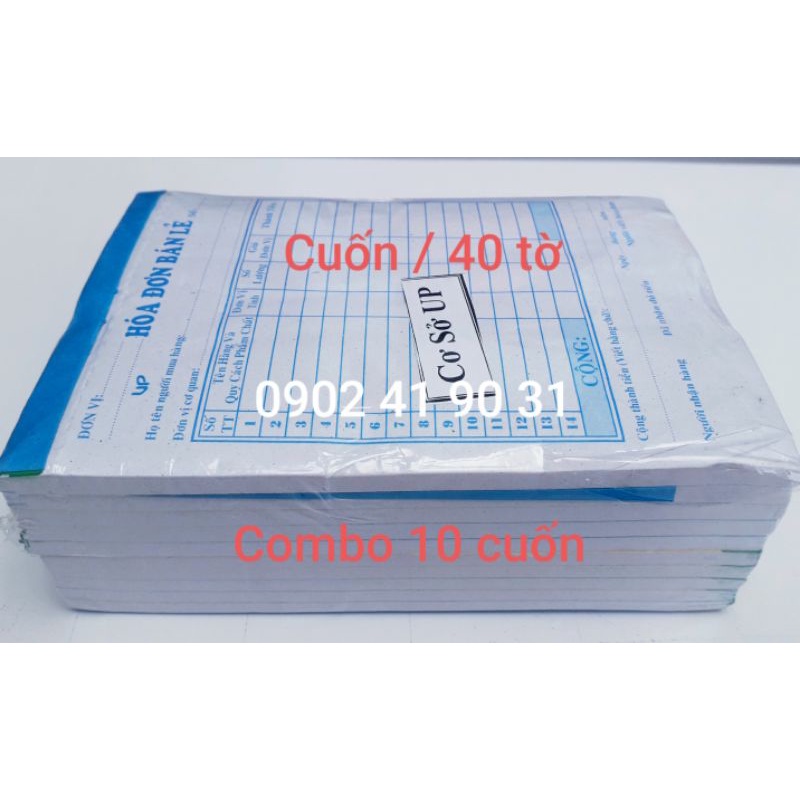 10 cuốn hóa đơn 1 liên, loai mỏng or dày