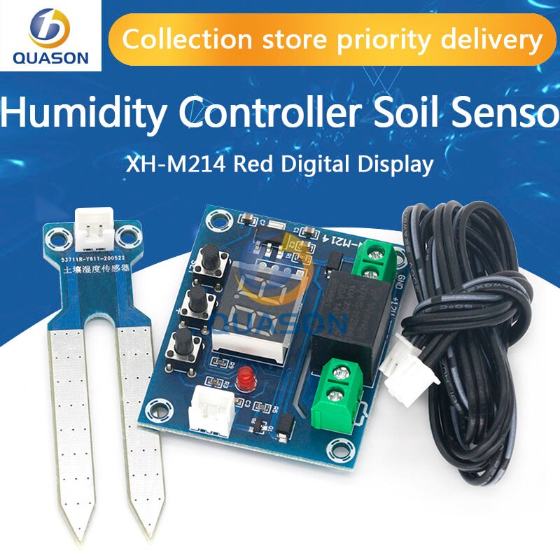 XH-M214 Humidity Controller Soil Sensor Module 20-99%RH Precise Automatic Control Irrigation Red Digital Display